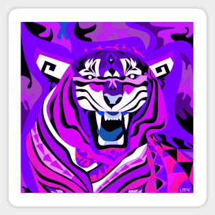 the magnificent purple tiger in flames of new year in lunar art in china Sticker